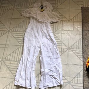 Women’s white straight leg jumpsuit